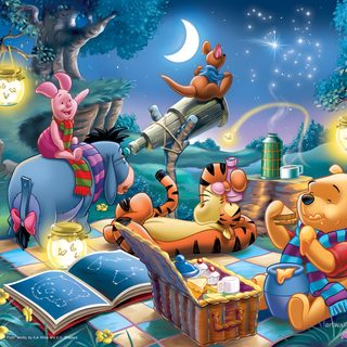 winnie the pooh and tigger are having tea together Winnie The Pooh Halloween Desktop Winnie The Pooh In Bed, Winnie The Pooh Under The Stars, Pooh Bear In Bed, slate gray
