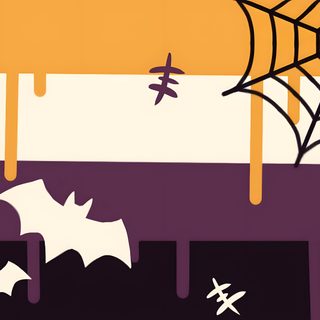 an abstract halloween scene with bats and spider webs Nonbinary Halloween Aroace Halloween Flag, Boogender Flag, Halloween Pan Flag, sandy brown