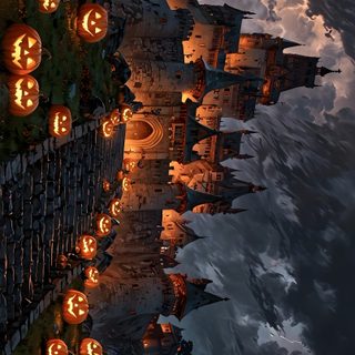 there are many pumpkins that have been lit up in the sky Halloween Mountain 9 X 7, Wide Screen Backgrounds, Backgrounds Laptop 1920x1080, dark slate gray