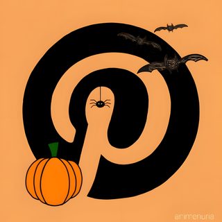 an orange and black poster with pumpkins, bats, and letter g on it Halloween Icons sandy brown
