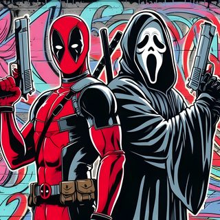 Deadpool And Ghostface, Ghostface Comics, Deadpool Vs Michael Myers, Chucky And Ghostface, Ghostface And Chucky, Deadpool Ghostface, Deadpool Halloween Wallpaper, Ghostface Comic Art, Ghostface Pikachu Deadpool Halloween Deadpool And Ghostface, Ghostface Comics, Deadpool Vs Michael Myers, brown
