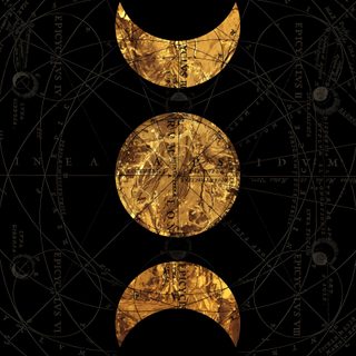 three phases of the moon in gold and black on a black background with golden leaves Black And Gold Halloween Witchy Hd, Golden And Black Background, Amazing For Phone, Black And Golden,