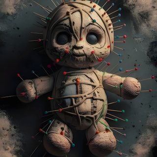 a creepy looking teddy bear with pins stuck in it's body and head, surrounded by clouds Halloween Voodoo Doll Food Styling, Spinning Voodoo Doll, Voodoo Doll Background, Hair Food, dark slate gray