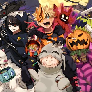 an image of some anime characters with pumpkins and bats in the background for halloween Naruto Halloween Naruto Pumpkin, Naruto Thanksgiving, Naruto Halloween, Naruto Halloween Pfp, sienna