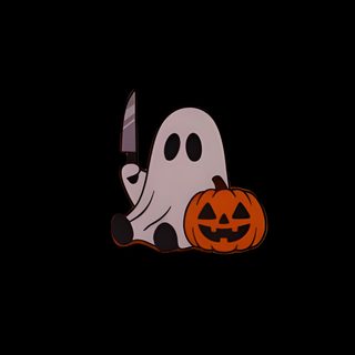 a cartoon character holding a knife in the dark with a ghost on it's back Halloween Apple Watch Halloween Iphone Widgets, Halloween Watch Face, Halloween Widget, black