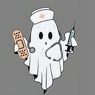 a cartoon character holding a medical device Halloween Nurse Halloween Nurse, Harry Potter Nurse, Doctor Svg, Nursing Doodles, gray