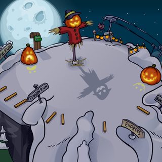 a cartoon character standing on top of a snow covered hill Club Penguin Halloween Club Penguin Halloween, Club Penguin Winter Theme, Halloween Club Penguin, light slate gray