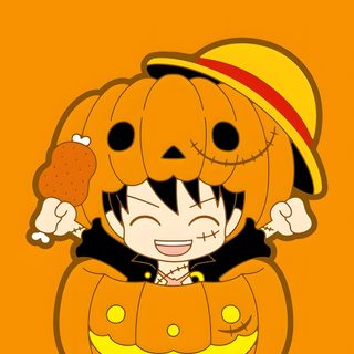 an orange background with a cartoon character holding a jack - o'- lantern in it Halloween One Piece Luffy Pumpkin Carving, One Piece Fall, One Piece Pumpkin, Luffy Pumpkin, dark orange