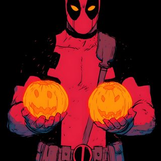 a deadpool holding two pumpkins in his hands with glowing eyes on their faces Deadpool Halloween New Mutants 98, Lock Screen Backgrounds, Dark Comics, The New Mutants, Hd Phone, black