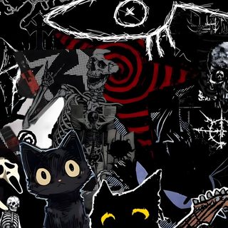 a black cat with a red guitar in its mouth Lockscreen Grunge Edgy Aesthetic Halloween Cute Alt Backgrounds, Emo Ideas, Grudge Aesthetic, black