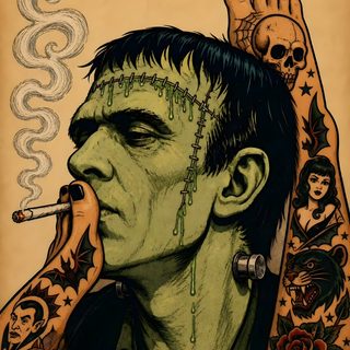 Universal Monsters Art, Frankenstein Png, New School Frankenstein Tattoo, Frankenstein Drawing, Frankenstein Tattoo, Classic Car Photoshoot, Frankenstein Art, Science Fiction Artwork, Medusa Art Frankenstein Halloween Universal Monsters Art, Frankenstein Png, New School Frankenstein Tattoo, sienna