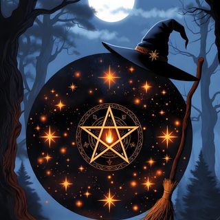 a witch's hat on top of a large ball in the woods Halloween Celtic Norse Myth, Witchy Woman, Perfect Love, Yule, Kind Heart, Wizard, dark slate gray