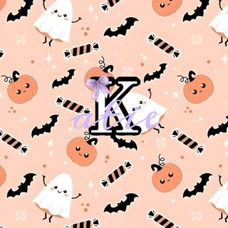 an image of halloween themed wallpaper with pumpkins and bats on pink background, including the letter k Halloween-themed Name Xanthia Name, Matching Halloween Names, Cute Halloween Themed Names, peach puff