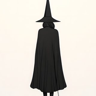 a drawing of a person in a black cloak and hat with a broom on their head Basic Witch Halloween Witchy Iphone, Witch Board For Phone, Witch Background, Subtle Witch, linen