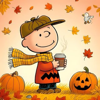 a charlie brown thanksgiving card with pumpkins and jack - o'- lanternes Happy Halloween Charlie Charlie Brown Fall Picture, Charlie Brown And Snoopy Fall, Fall Cartoon Characters, burlywood