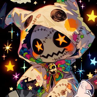 an image of some cartoon characters with stars in the background and one is holding a cat Pokemon Halloween Dripy Backgrounds, Animal Anime Characters, Oogie Boogie Gengar, Cute Evil, dark olive green