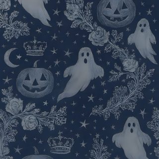 a blue background with ghost and pumpkins on it Navy Blue Halloween Vintage Spooky Background, Aesthetic Cute Halloween Blue, Cute Light Blue Halloween, dark slate gray