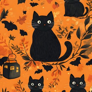 an orange background with black cats and pumpkins Halloween Black Cat Pillow Cat Pattern On Orange Background, Black Cat Autumn Background, Fall Black Cat, chocolate