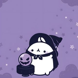 a purple background with an image of a cat holding a pumpkin Kawaii Cute Purple Halloween Kawaii Halloween, Halloween Kawaii, Cute Purple Halloween, Molang,