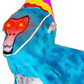 a dog wearing a party hat with red lights on it's eyes and nose Gorilla Tag Halloween Gorilla Tag Photos, Tik Tok Gorilla Tag Pfp Blue, Gorilla Tag Fanart, dark slate gray