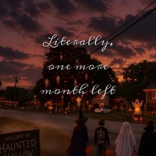 three people dressed up in costumes walking down the street at night with pumpkins and jack - o'- lanterns Halloween Is A Lifestyle Not A Holiday black