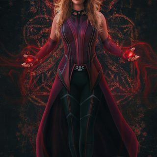 a woman in a red and black outfit with her arms spread out, posing for the camera Halloween Wanda 7 Of Wanda, Wanda Power Effect, Scarlet Witch Multiverse Of Madness 4k, black