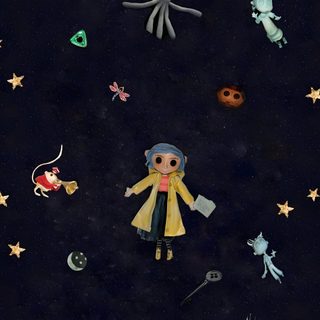 an image of children's artwork in the night sky with stars and cats on it Halloween Iphone Coraline Coraline Art, Whats, Halloween Iphone Backgrounds, Coraline Aesthetic, black