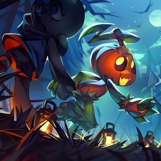 an animated halloween scene with pumpkins in the foreground Dandys World Halloween Toons Brawl Stars Halloween Background, Halloween Pumpkin Brawl Custom, Halloween Background Fortnite, dark slate gray