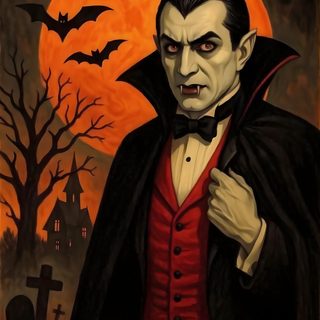 a painting of dracula in front of a full moon Dracula Halloween Dracula Classic Vampire Portrait, Traditional Dracula, Old School Vampire, black