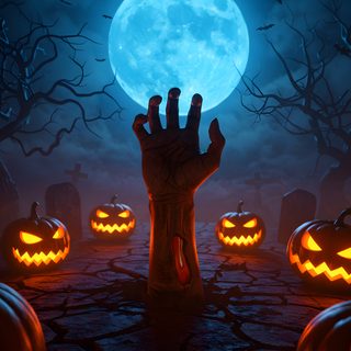 halloween pumpkins with glowing hands in front of a full moon Halloween Attack Scary Photos, Halloween Backgrounds, Graffiti Iphone, Buddha Artwork, dark slate gray