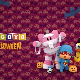 two cartoon characters standing next to each other in front of a wall with emoticions Pocoyo Halloween Enamel Pins, Tokidoki Unicorno Halloween, Halloween, brown