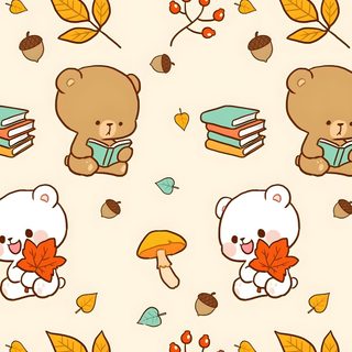 the bears are holding books and autumn leaves Milk And Mocha Halloween Cute Bear Background Hd, Teddy Bear Cute Background, Cute Bear Backgrounds, old lace