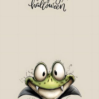 a cartoon frog sitting on top of a grass covered ground with the words happy halloween written above it Frog Halloween Crazy Frog Background, Cute Frogs, Halloween Turtle Background, light gray