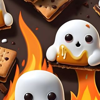 some cookies with marshmallows and ghost faces on them Halloween Food 3d Iphone Halloween, Marshmallow Iphone, Cute Smores, Cute Marshmallow, sienna