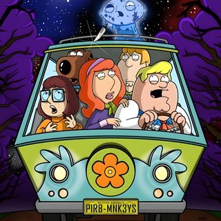the cartoon family is riding in their van Family Guy Halloween American Dad Scooby Doo, Family Guy Iphone, Lois Griffin, dark slate gray