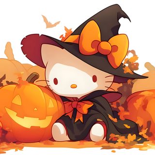 a hello kitty halloween scene with pumpkins and bats Hello Kitty 4k Halloween Hello Kitty Halloween Laptop, Tree Desktop, Hello Kitty Halloween, sandy brown