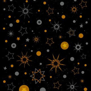 stars and planets are flying through the air on a black background with yellow, white and gray colors Halloween Star Bat And Star Pattern, Halloween Star, Black And Orange Star, Orange Star Hd,