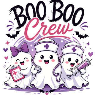 three cartoon ghostes are dressed up as doctors Nurse Halloween white