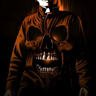 a movie poster for halloween 2 with a skeleton in the middle and a man's face on it Halloween 2 Halloween Ii, Michael Myers Vintage, Halloween The Return Of Michael Myers, black