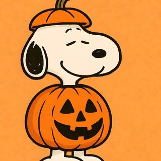 a cartoon dog with a jack - o'- lantern pumpkin on his chest and eyes closed Charlie Brown Halloween Snoopy Halloween Drawings, Snoopy Drawing Pumpkin, Snoopy Fall Art, coral