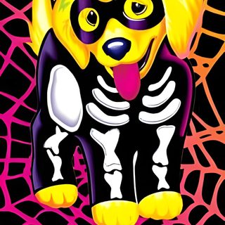 a dog with a skeleton on it's face sitting in front of a web Lisa Frank Halloween Lisa Frank Halloween Stickers, Lisa Frank Purple Dog, Lisa Frank Halloween, maroon