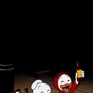 three cartoon characters are holding beer bottles and posing for the camera in front of a black background Halloween Animaniacs black