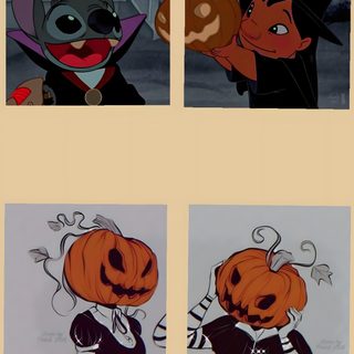 four different pictures of cartoon characters with pumpkins Matching Halloween For Best Friends Matching Halloween Pfps For Friends, Halloween Pfp Couple, Matching Friend, burlywood