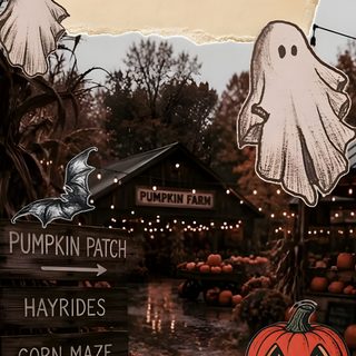 a collage of halloween images with pumpkins and ghost Halloween Country dark olive green
