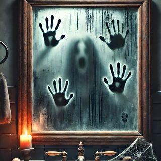 a bathroom sink sitting under a mirror covered in fake hands Halloween Bathroom Spooky Bathroom Decorating Ideas, Spooky Bathroom Ideas, Creepy Halloween Bathroom Decor, dark slate gray