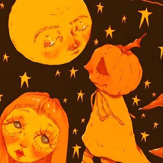 an illustration of two children looking at the moon and stars in the night sky, Hippie Halloween Art Facile Gribouillage, Arte Sketchbook, Arte Inspo, Art Collage Wall, chocolate