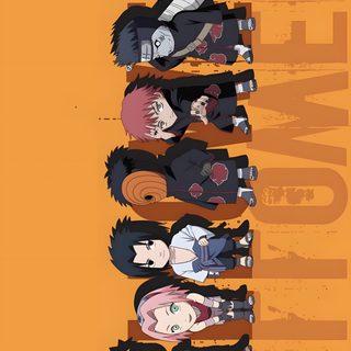 an anime poster with many different people standing in front of each other on orange background Halloween Naruto Naruto Halloween, Naruto Frame, Akatsuki Halloween, Akatsuki, Naruto Collage Drawing, peru