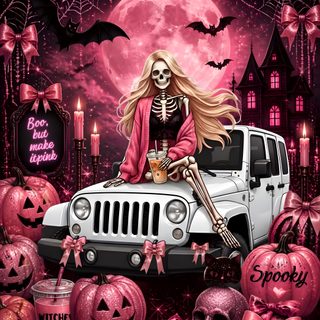 jeep girl halloween #halloweequeen #pinkhalloween #moodyglam #blondesnjeeps Halloween Jeep saddle brown