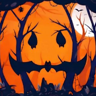 a pumpkin with two faces in the middle of it and bats flying around behind it Halloween Laptop Gif Halloween Celebration Gif, Halloween Good Luck Gif, Halloween Trick Or Treat Gif, dark slate gray