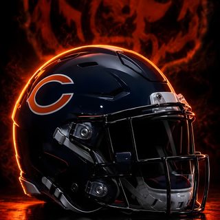 the chicago bears football helmet is shown in front of an orange and black fire background Chicago Bears Halloween Chicago Bears Football, Chicago Bears, Ladies Golf, Chicago, Nfl, Football, black
